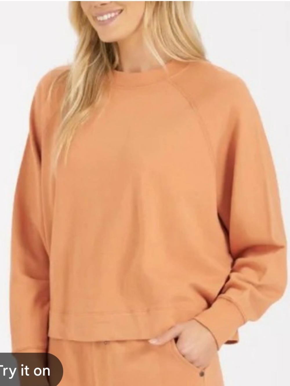 Vuori Sunnyside Crewneck Cropped Pullover Sweatshirt Oversized Orange‎ Siena